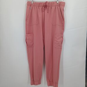 womens Hanes Comfort Fit Scrub Joggers size XL mauve pink scrubs healthcare